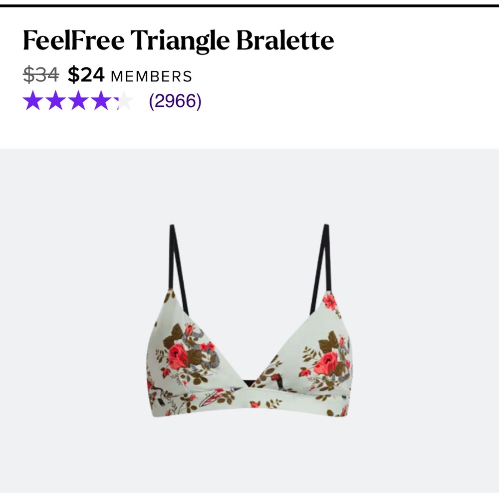 Meundies FeelFree Triangle Bralette in Doom & Bloom print